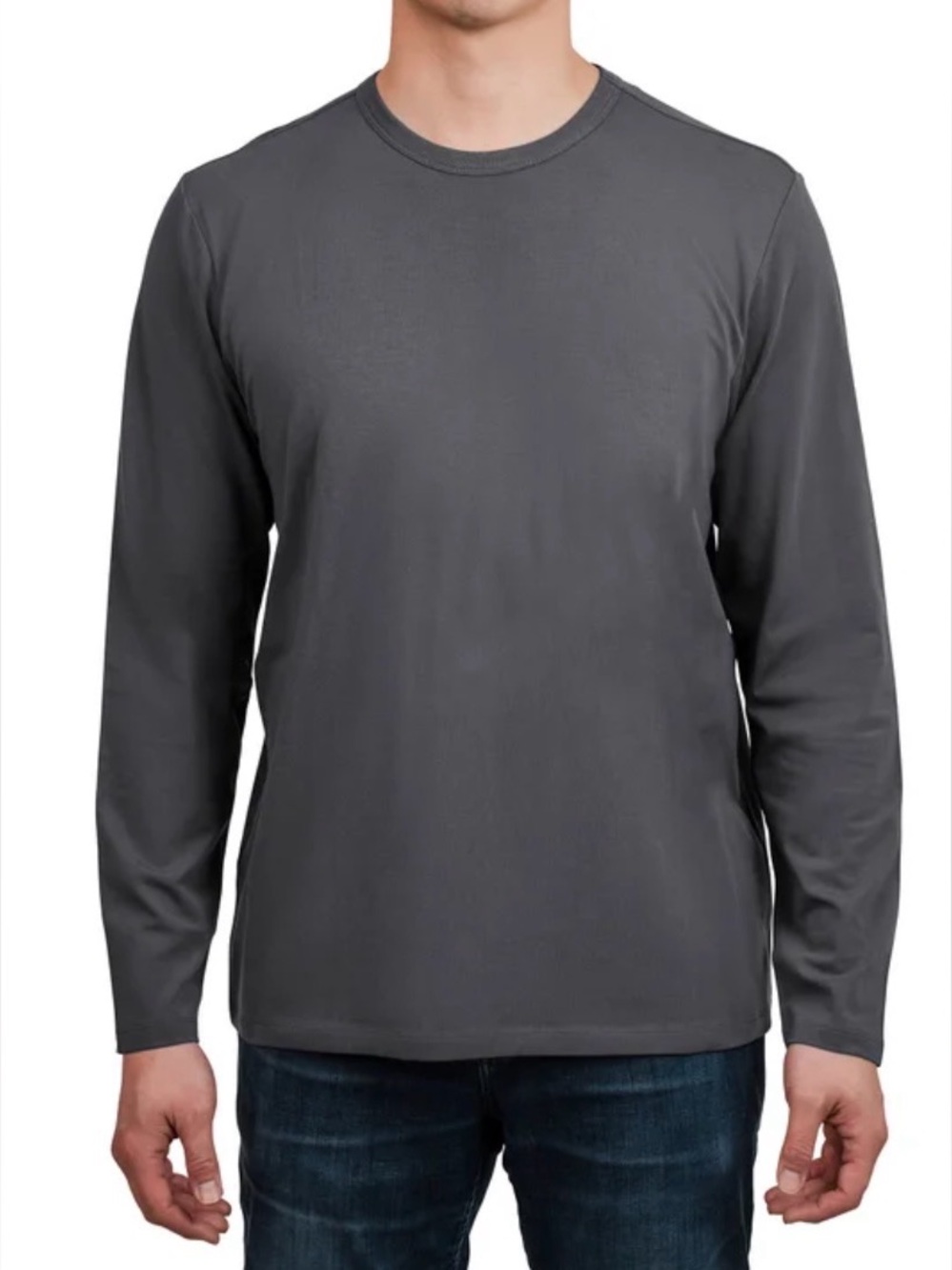 Rough Dress Men's Long Sleeve Basic T-Shirt - Grey